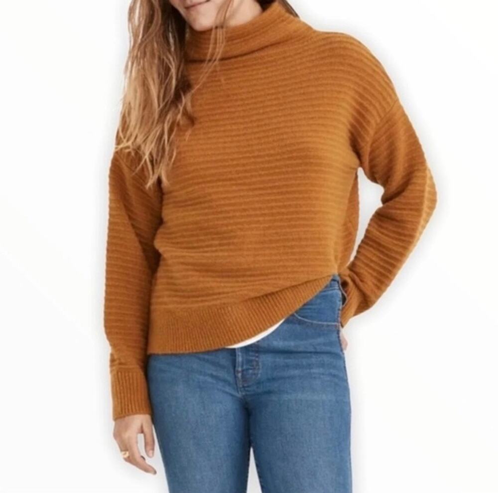 Madewell Belmont Ribbed Wool-Blend Mock Neck Sweater Size Medium